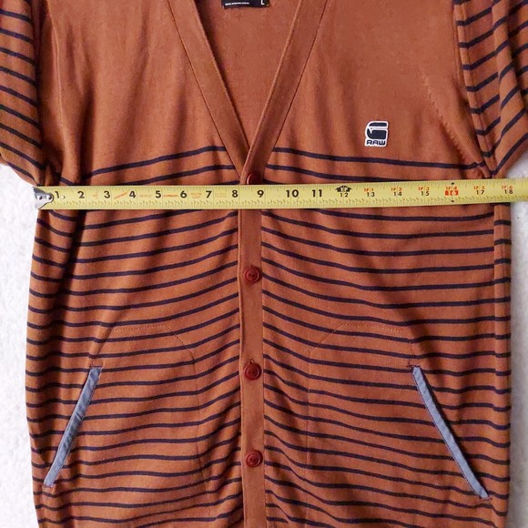 G-Star Raw Correctline Hari Brown and Blue Striped Cardigan NWT Men's Sz L - Picture 9 of 16